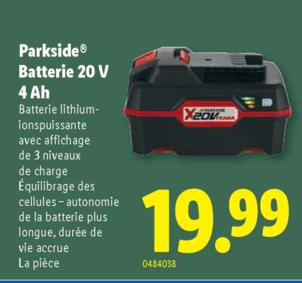 PARKSIDE Batterie 20 V, 4 Ah