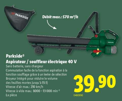 Parkside Aspirateur / souffleur électrique 40 V