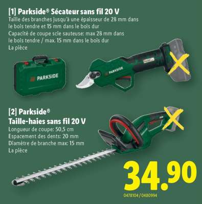 Parkside Taille-haies sans fil 20 V