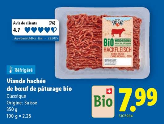 VIANDE HACHÉE DE BŒUF DE PÂTURAGE BIO
