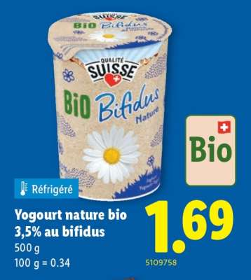 Yogourt nature bio 3,5% au bifidus