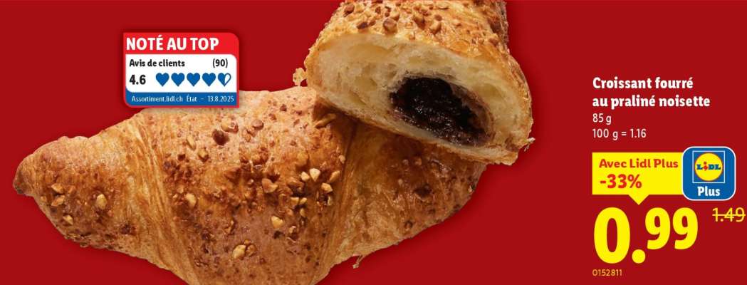 Croissant fourré au praliné noisette