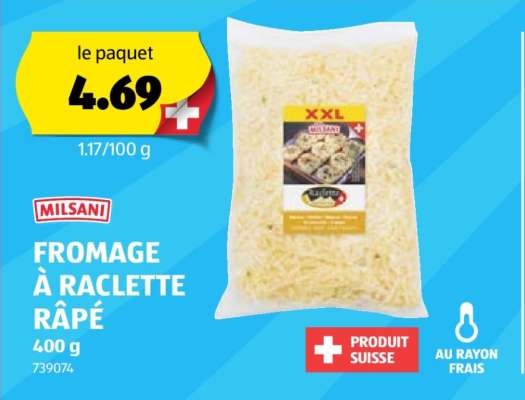MILSANI FROMAGE À RACLETTE RÂPÉ