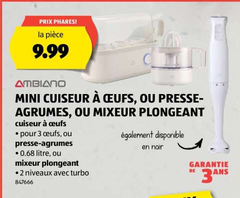 AMBIANO MINI CUISEUR À ŒUFS, OU PRESSE-AGRUMES, OU MIXEUR PLONGEANT