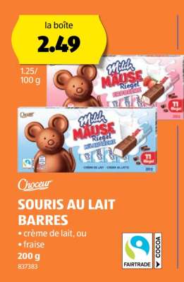 SOURIS AU LAIT BARRES