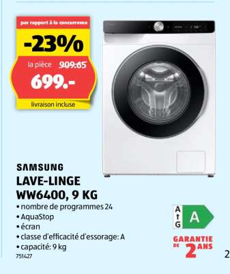 SAMSUNG LAVE-LINGE WW6400, 9 KG