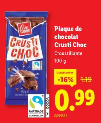 Plaque de chocolat Crusti Choc