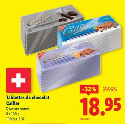 Tablettes de chocolat Cailler