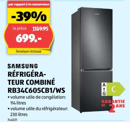 SAMSUNG RÉFRIGÉRATEUR COMBINÉ RB34C605CB1/WS