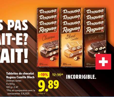 Tablettes de chocolat Ragusa Camille Bloch