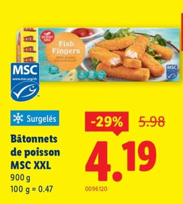Bâtonnets de poisson MSC XXL