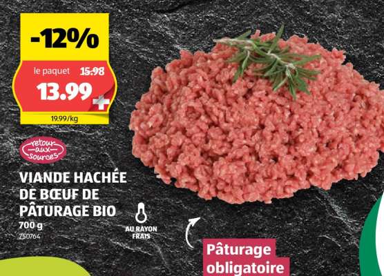 VIANDE HACHÉE DE BŒUF DE PÂTURAGE BIO