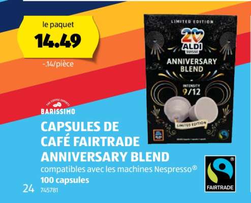 CAPSULES DE CAFÉ FAIRTRADE ANNIVERSARY BLEND