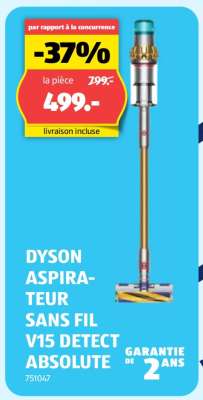 DYSON ASPIRATEUR SANS FIL V15 DETECT ABSOLUTE