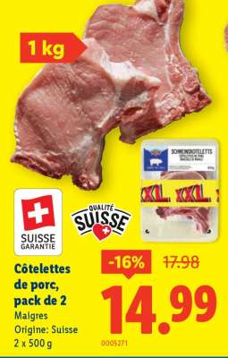 Côtelettes de porc, pack de 2