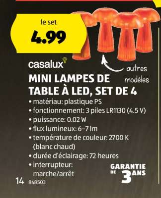 MINI LAMPES DE TABLE À LED, SET DE 4