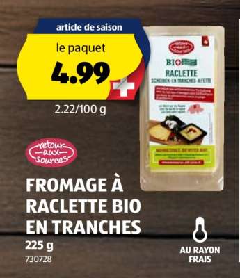 FROMAGE À RACLETTE BIO EN TRANCHES