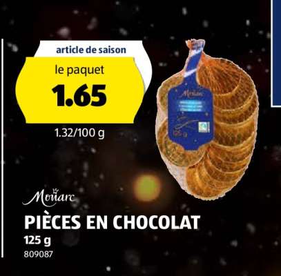 Pièces en chocolat