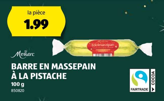 BARRE EN MASSEPAIN À LA PISTACHE
