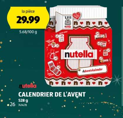 nutella CALENDRIER DE L'AVENT