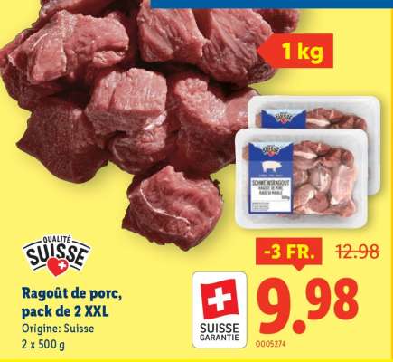 Ragoût de porc, pack de 2 XXL