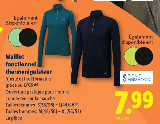 Maillot fonctionnel thermorégulateur