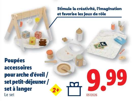 Poupées accessoires pour arche d’éveil / set petit-déjeuner / set à langer
