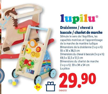 Draisienne / cheval à bascule / chariot de marche