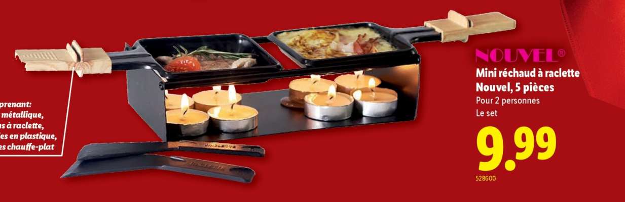 Mini réchaud à raclette Nouvel, 5 pièces