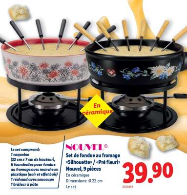 Set de fondue au fromage «Silhouette»/«Pré fleuri»