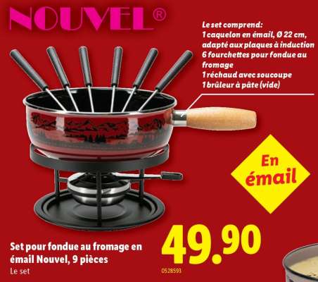 Set pour fondue au fromage en émail Nouvel, 9 pièces
