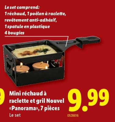 Mini réchaud à raclette et gril Nouvel «Panorama», 7 pièces