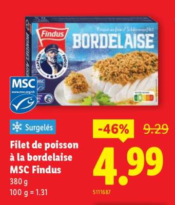 Filet de poisson à la bordelaise MSC Findus