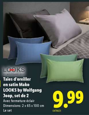 Taies d’oreiller en satin Mako LOOKS by Wolfgang Joop, set de 2