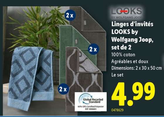Linges d’invités LOOKS by Wolfgang Joop, set de 2