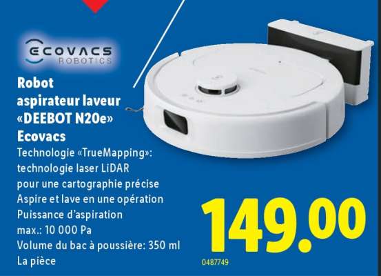 Robot aspirateur laveur «DEEBOT N20e»