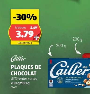 Cailler PLAQUES DE CHOCOLAT