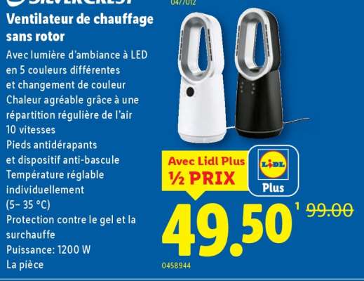 SILVERCREST Ventilateur de chauffage sans rotor