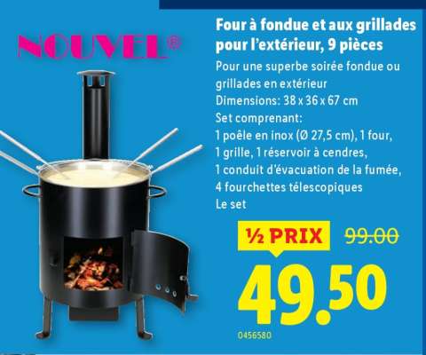 NOUVEL Four à fondue et aux grillades pour l’extérieur, 9 pièces