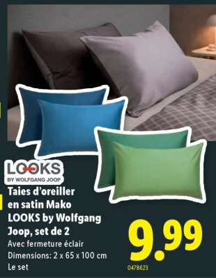 Taies d’oreiller en satin Mako LOOKS by Wolfgang Joop, set de 2
