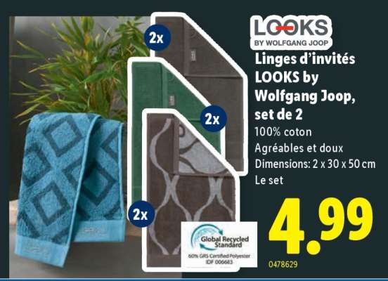 Linges d’invités LOOKS by Wolfgang Joop, set de 2
