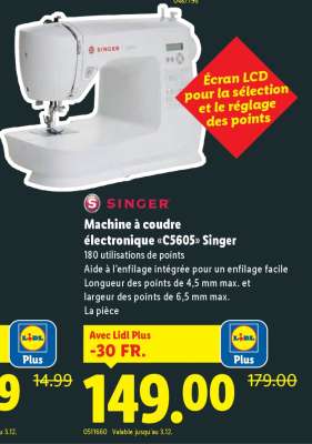 Machine à coudre électronique «C5605» Singer