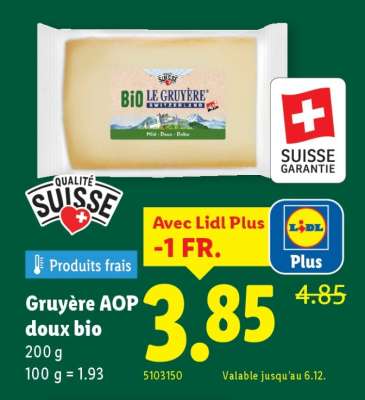 Gruyère AOP doux bio