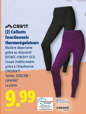 CRIVIT Collants fonctionnels thermorégulateurs