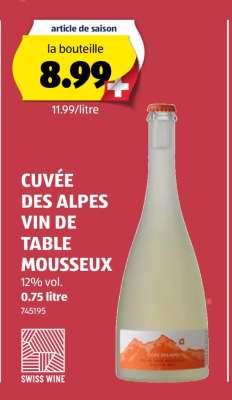 CUVÉE DES ALPES VIN DE TABLE MOUSSEUX