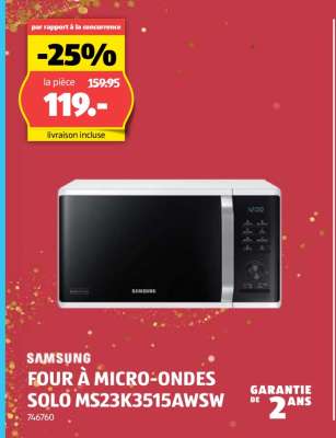 SAMSUNG FOUR À MICRO-ONDES SOLO MS23K3515AWSW