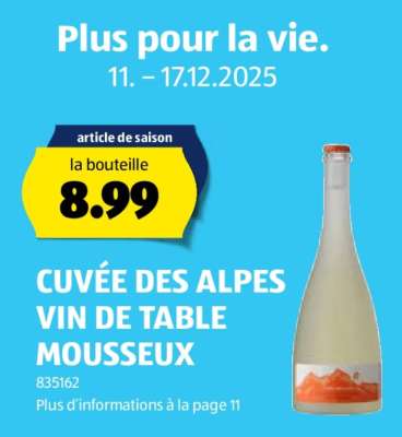 CUVÉE DES ALPES VIN DE TABLE MOUSSEUX