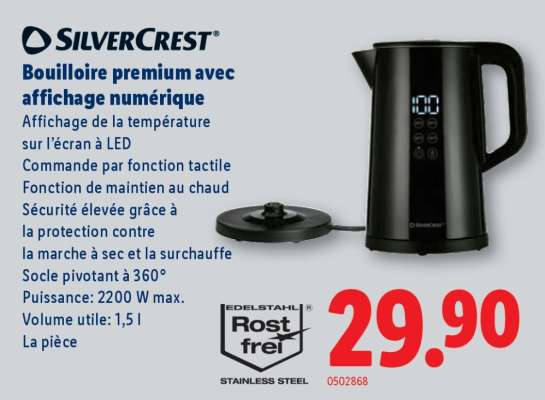 SilverCrest Bouilloire premium