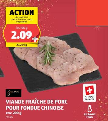 Viande fraîche de porc pour fondue chinoise