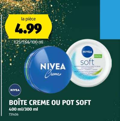 NIVEA BOÎTE CREME OU POT SOFT